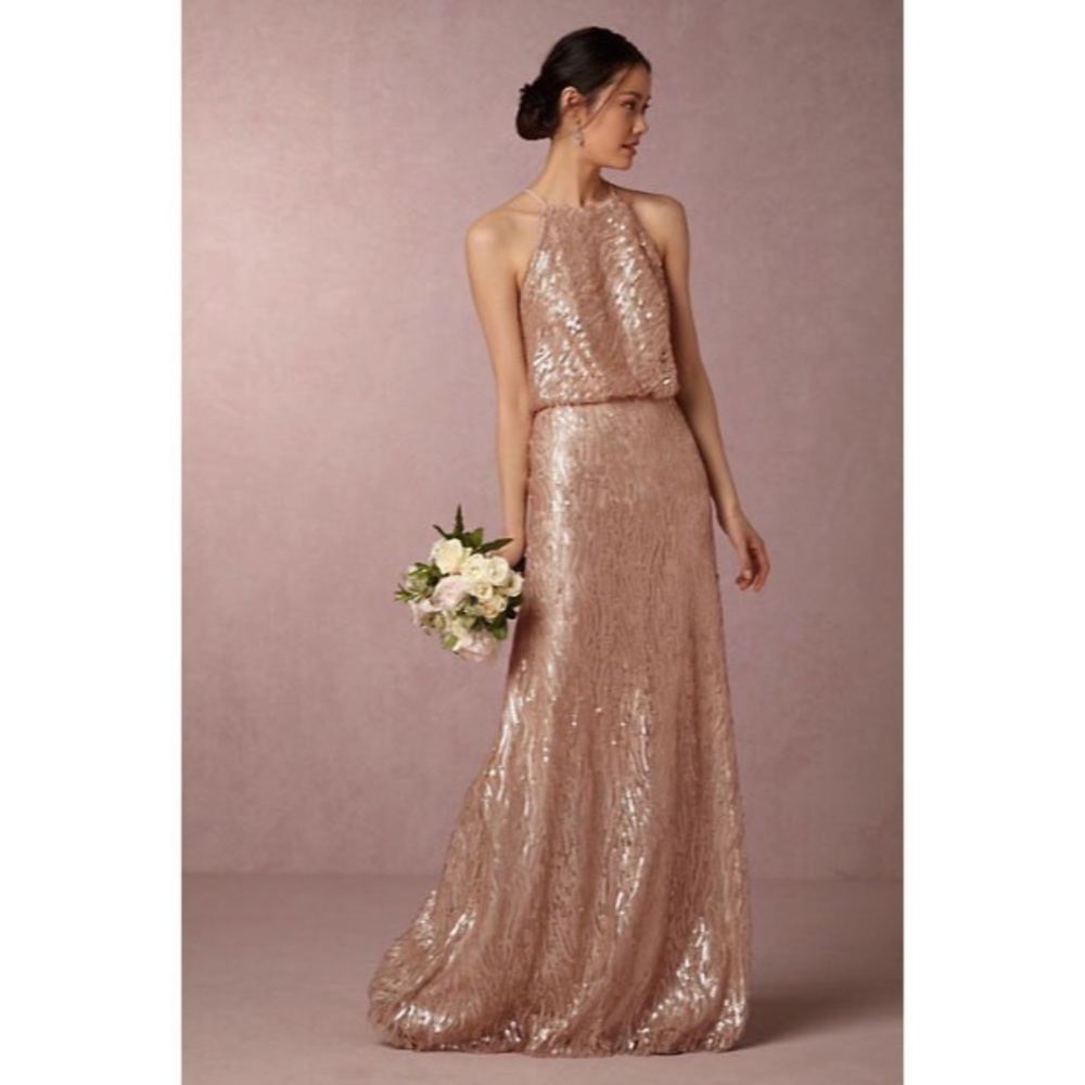 BHLDN Rose Gold Sequin Dress